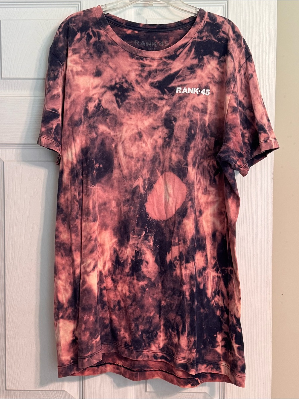 Men’s Rank 45 Pink Blue Tie-Dye Graphic Horse Print Short Sleeve T-shirt Large